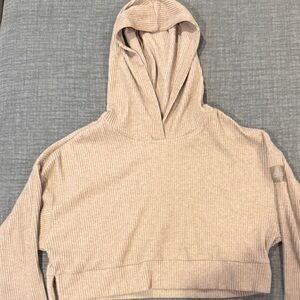 ALO Yoga Light Tan Ribbed Hoodie